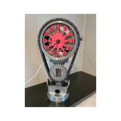 Horloge créative à dents rotatives Horloge de bureau personnalisée Horloge artisanale rétro Horloge à engrenages en chaîne-Rouge
