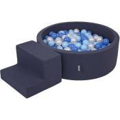 Kiddymoon - Aire De Jeux En Mousse Avec Rond Piscine à Balles (100 Balles) Pour Enfants, Bleu Foncé:Babyblue/Bleu/Perle - bleu