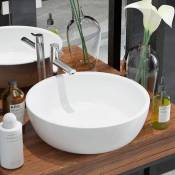 Lavabo rond à poser Lavabo Vasque salle de bain Céramique Blanc 42 x 12 cm