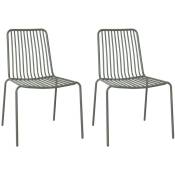 Lot de 2 chaises de jardin en acier savane. empilables. design linéaire - Savane