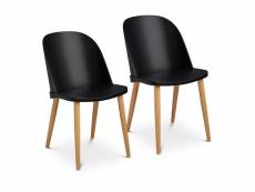 Lot de 2 chaises salon salle à manger 150 kg max surface d'assise de 43,5 x 43 cm noir helloshop26 14_0000088