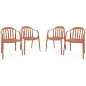 Lot de 4 fauteuils de jardin plastique terracotta. empilables - Terracotta