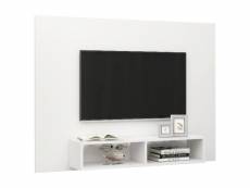 Meuble tv mural blanc 135x23,5x90 cm aggloméré