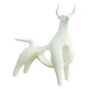 Meubletmoi - Statue taureau minimaliste en résine blanche laquée H50 cm - valiente