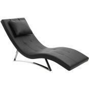 Miliboo - Chaise longue design noir et acier chromé