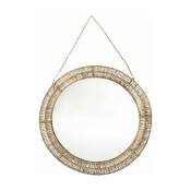Miroir Rond avec cadre en métal tressé en feuille de palmier L - Cosydar