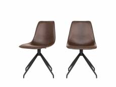 Monaco - lot de 2 chaises en simili et métal - couleur - marron
