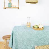 Nappe pour table rectangulaire, 240 x 140 cm, bleu marine au motif végétal