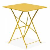 Oviala - Table de jardin pliante bistrot en acier jaune