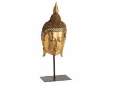 Paris prix - statuette déco sur pied "tête bouddha" 85cm or