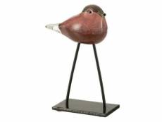 Paris prix - statuette sur pied "oiseau" 22cm rose & brun