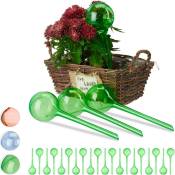 Relaxdays - Globes d'arrosage en plastique, lot de 24, distributeur eau plantes, 2 semaines, pot fleurs, boules arrosage, vert