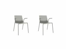 Set 2 fauteuil wire - resol - gris - acier peint, fibre de verre, polypropylène 560x544x790mm