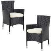 Set de 2 chaises de jardin en polyrotin 88 x 59 x 59 cm avec coussin 7 cm Mobilier de jardin extérieur Noir