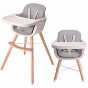 Sifree - Chaise haute évolutive pour bébé, multi-fonction 2 en 1 / avec plateau / coussin confortable/(gris)