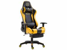 Sublime chaise de bureau palikir simili cuir avec repose-pieds couleur noir jaune