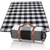Swanew - Couverture de Plage picnic Tapis imperméable isolation tapis de Pique Nique Noir 200x200cm - Noir