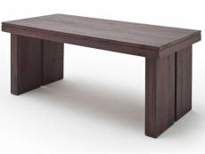 Table à manger rectangulaire en chêne massif patiné laqué mat - l.220 x h.76 x p.100 cm -pegane- PEGANE