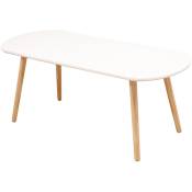 Table Basse Ovale Table d'appoint Design Moderne Table de Salon en Bois 110x55x45cm Blanc