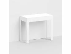 Table console extensible ulisse en bois blanc sablé