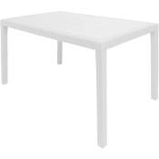 Table d'extérieur rectangulaire, Structure en résine dure effet rotin, Fabriqué en Italie, 150 x 90 x 72 cm, Couleur Blanc