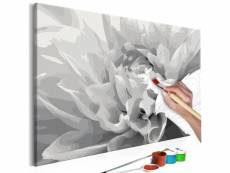Tableau à peindre soi-même peinture par numéros motif fleur en noir et blanc 60x40 cm tpn110069