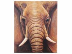 Tableau peinture à huile, éléphant, peint à la
