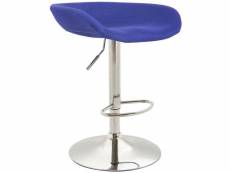 Tabouret de bar assise réglable en hauteur et pivotant en feutrine bleu pieds tulipe en métal chromé avec repose-pieds 10_0000641