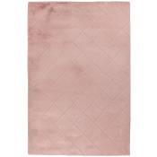 Tapis super soft à motif 3D losanges rose poudré 80x150cm