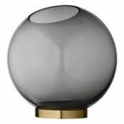 Vase Globe Large / Ø 21 cm - Verre & laiton - AYTM gris en métal