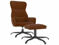 Vidaxl chaise de relaxation avec tabouret marron tissu microfibre
