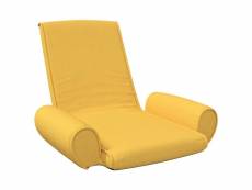 Vidaxl chaise pliable de sol jaune moutarde tissu
