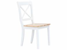 Vidaxl chaises à manger lot de 4 blanc|bois clair bois d'hévéa massif 247359