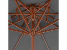 Vidaxl parasol double avec mât en bois 270 cm anthracite 44519
