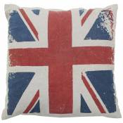 VINTAGE UK FLAG - Coussin en coton drapeau anglais effet vintage 50x50 - Multicolore