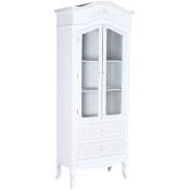 Vitrine, armoire vaisselier en bois coloris blanc avec 2 porte vitrée - Longueur 76 x Profondeur 39 x Hauteur 193 cm Pegane