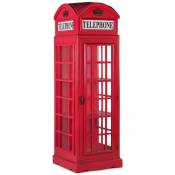 Vitrine cabine téléphonique London en bois rouge 60x185