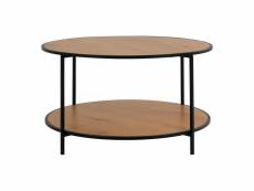 Vollrad - table basse ronde acier et effet bois naturel