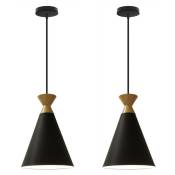 2 pcs lustre suspension métal créative restaurant bar lampe suspension décoratif fer forgé - Noir