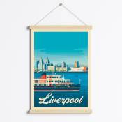 Affiche Liverpool + Cadre Magnétique (Bois) 50x70