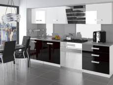 Alto - cuisine complète modulaire linéaire l 180cm 6 pcs - plan de travail inclus - ensemble de meubles de cuisine - blanc-noir
