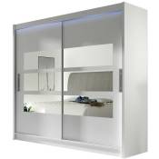 Armoire Atlanta 101, Blanc, 215x180x58cm, Portes d'armoire: