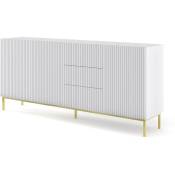Bim Furniture - Meuble tv ravenna b 200 cm 4D fraisé blanc mat + cadre
