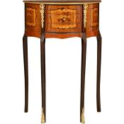 Biscottini - Table basse en demi-cercle Table de chevet en bois vintage Meuble rétro marron 3 tiroirs Entrée hall chambre à coucher