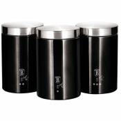 Black Silver Set de 3 Boîtes de Cuisine en Acier Inoxydable Robuste, Ø11 x 17,8 cm Design Noir / Inox - Noir / Inox - Berlinger Haus