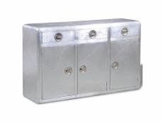 Buffet bahut armoire console meuble de rangement avec 3 tiroirs style vintage aluminium gris helloshop26 4402076