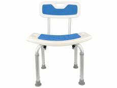 Chaise de douche siège de douche ergonomique hauteur réglable pieds antidérapants hombuy 51x26x71-83cm hdpe blanc et bleu