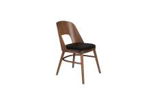 Chaise en bois marron et cuir noir
