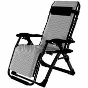 Chaise longue inclinable Zero Gravity avec porte-gobelet, extra large et réglable pour terrasse, jardin, plage, piscine, avec coussins de soutien 200