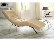 Chaise longue réglable en cuir italien de luxe, réglable multipositions, sweet, beige